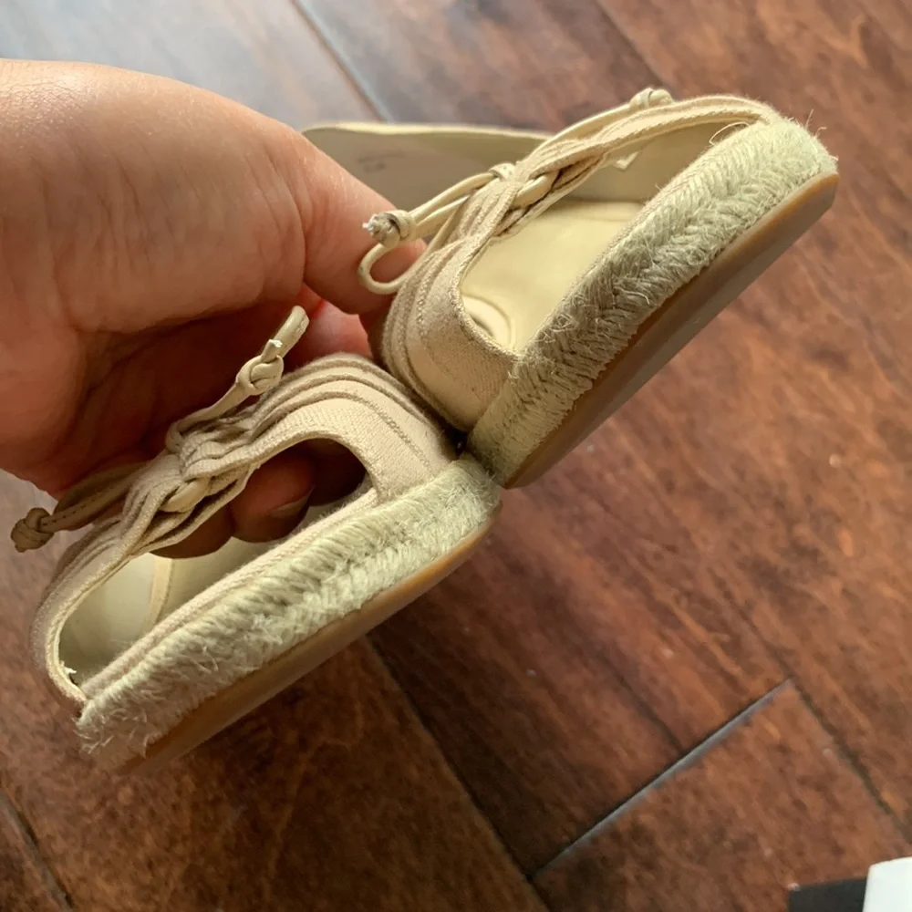 LOFT Beige Joey Peep Toe Espadrille Heeled Wedge Size 6.5